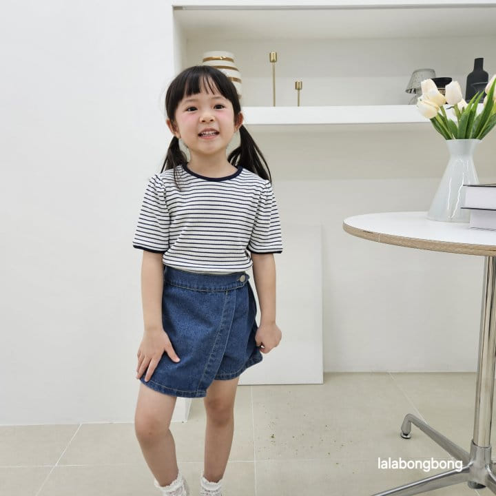 Lalabongbong - Korean Children Fashion - #childofig - Denim Wrap Shorts - 3