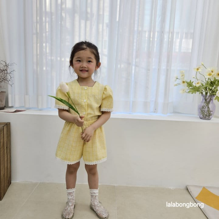 Lalabongbong - Korean Children Fashion - #childofig - Check Square Top Bottom Set - 6