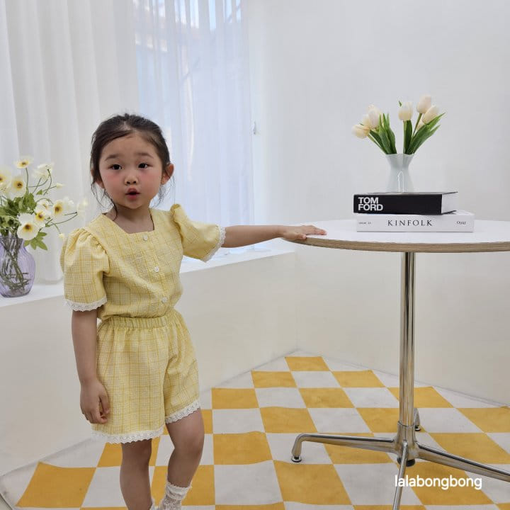 Lalabongbong - Korean Children Fashion - #childofig - Check Square Top Bottom Set - 7