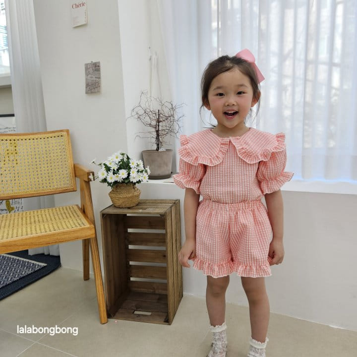 Lalabongbong - Korean Children Fashion - #childofig - Check Collar Top Bottom Set - 5