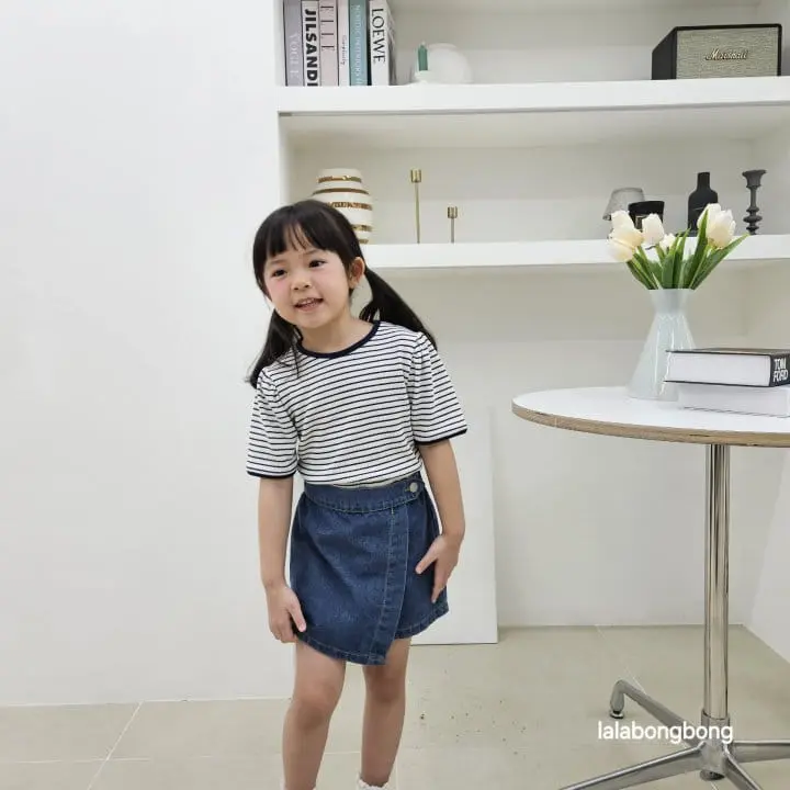 Lalabongbong - Korean Children Fashion - #childofig - Denim Wrap Shorts - 4