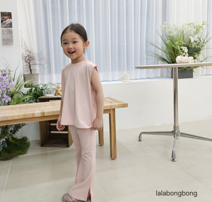 Lalabongbong - Korean Children Fashion - #kidzfashiontrend - Slit Top Bottom Set