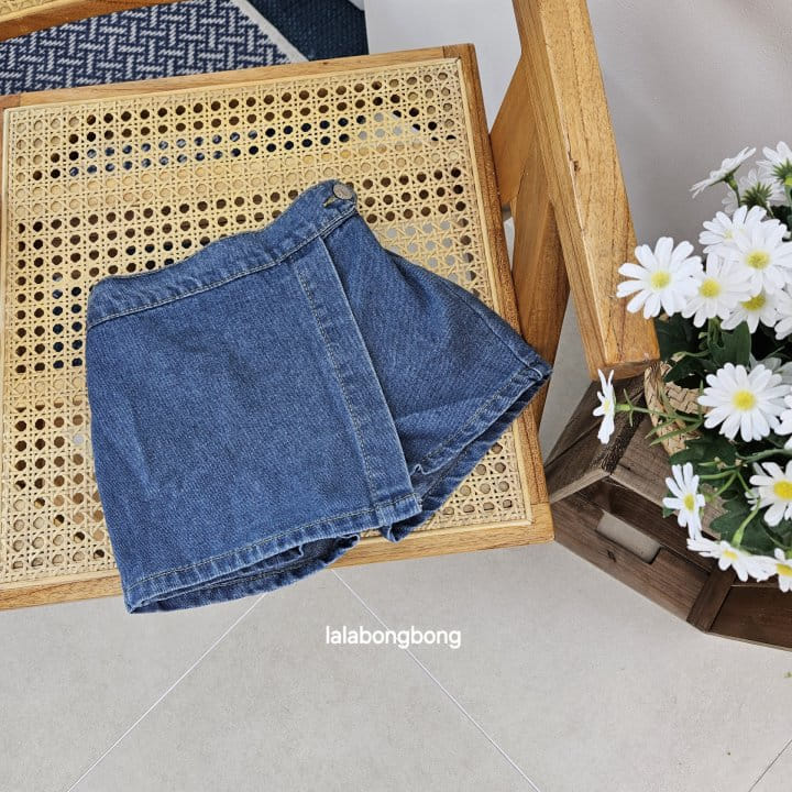 Lalabongbong - Korean Children Fashion - #kidzfashiontrend - Denim Wrap Shorts - 10