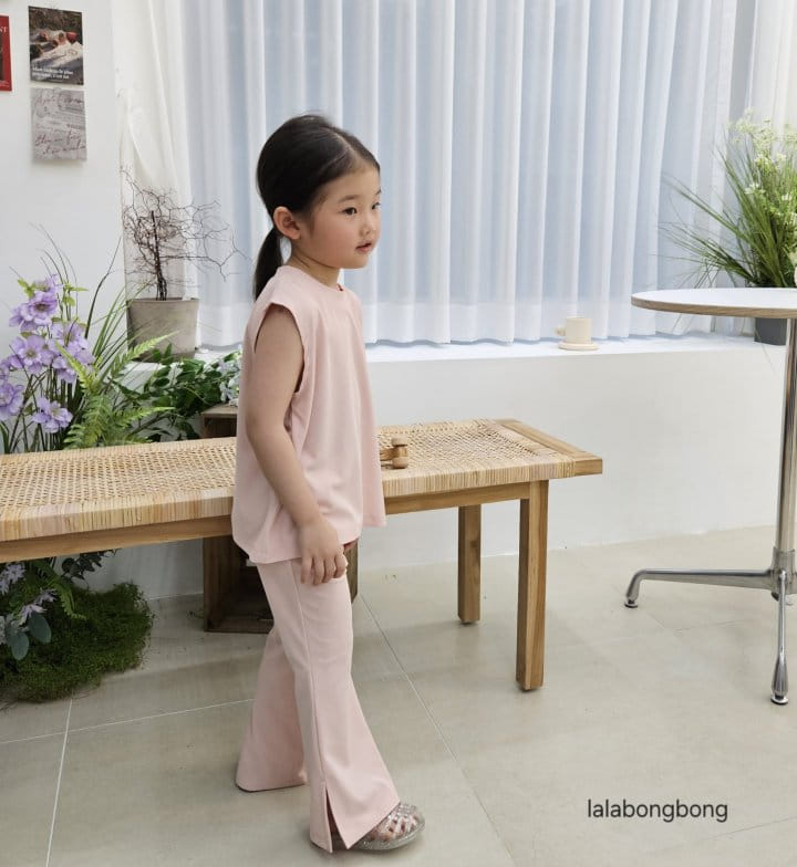 Lalabongbong - Korean Children Fashion - #littlefashionista - Slit Top Bottom Set - 3