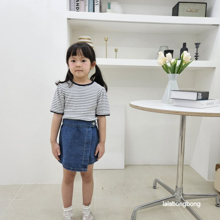 Lalabongbong - Korean Children Fashion - #toddlerclothing - Denim Wrap Shorts