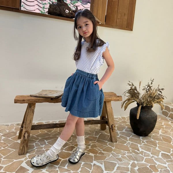 Le petitmot - Korean Children Fashion - #todddlerfashion - Flare Denim Skirt