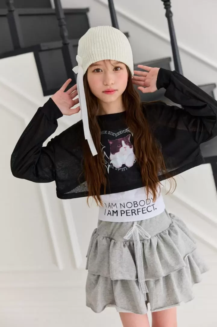 Lilas - Korean Children Fashion - #kidsshorts - Chalrang Cat Tee - 5