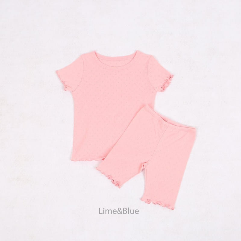 Lime & Blue - Korean Children Fashion - #Kfashion4kids - Tone Up Dia Top Bottom Set - 8