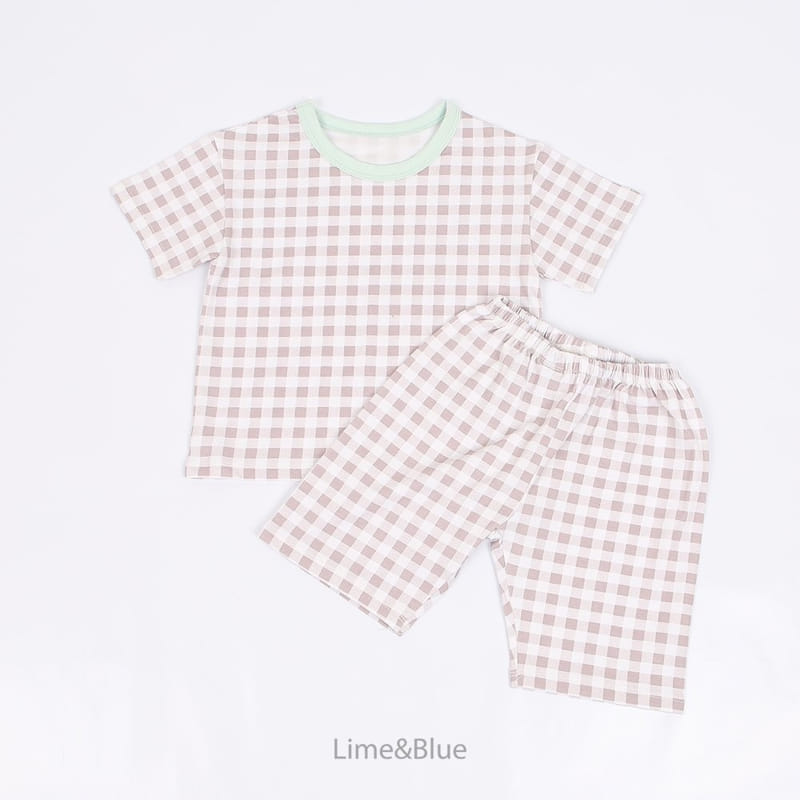 Lime & Blue - Korean Children Fashion - #childofig - Summer Check Check Top Bottom Set - 9