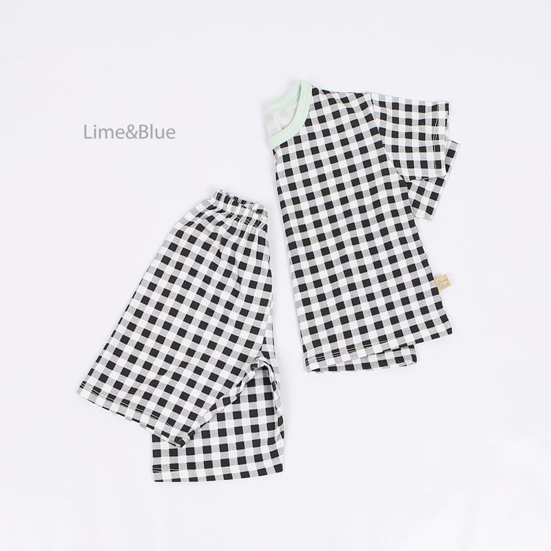 Lime & Blue - Korean Children Fashion - #childofig - Adult Summer Check Check Top Bottom Set - 10