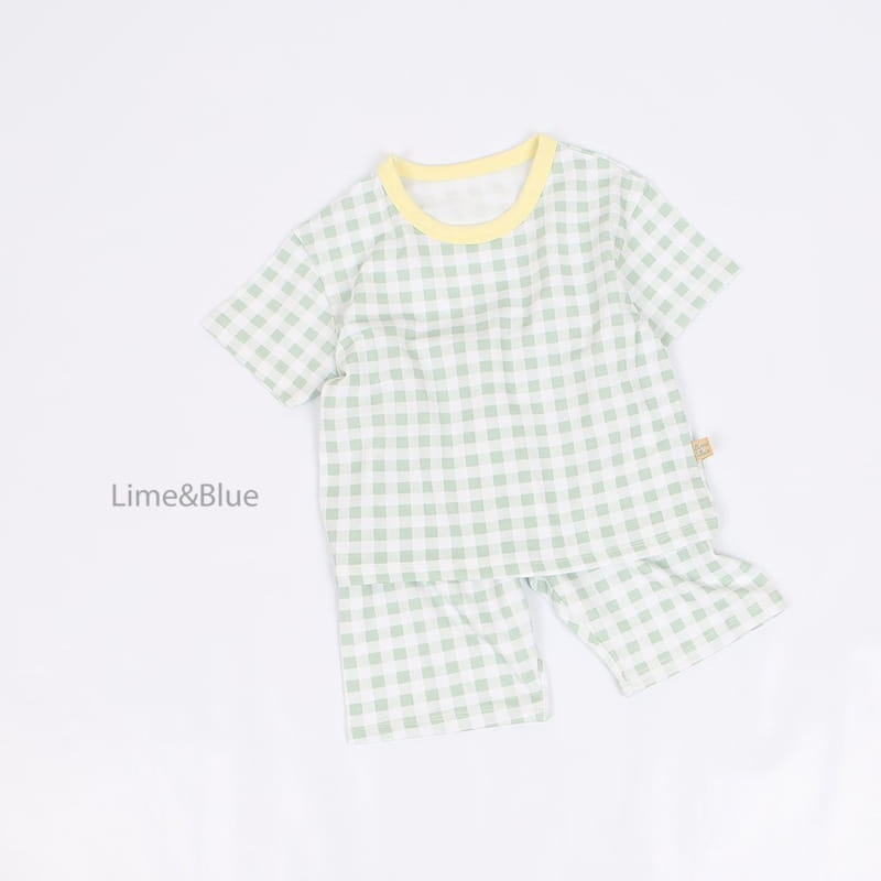 Lime & Blue - Korean Children Fashion - #childrensboutique - Summer Check Check Top Bottom Set - 10