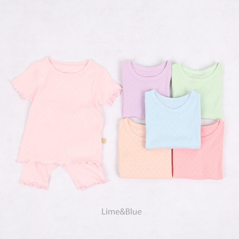 Lime & Blue - Korean Children Fashion - #childrensboutique - Tone Up Dia Top Bottom Set