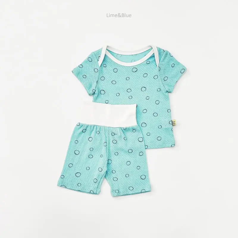 Lime & Blue - Korean Children Fashion - #designkidswear - Stone C Mesh Baby Top Bottom Set - 9