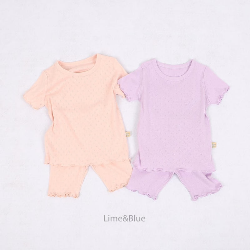 Lime & Blue - Korean Children Fashion - #discoveringself - Tone Up Dia Top Bottom Set - 4