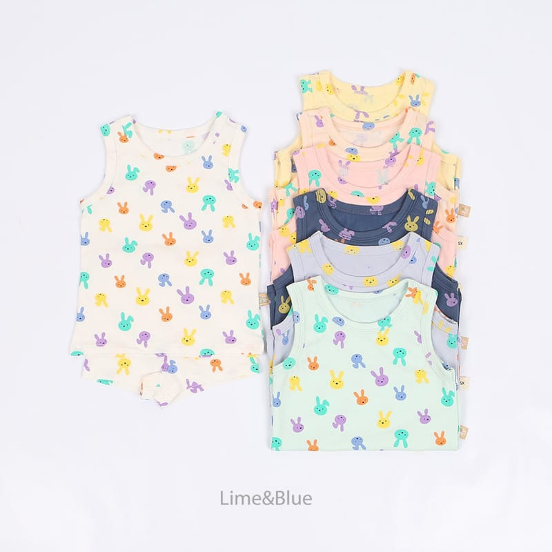 Lime & Blue - Korean Children Fashion - #fashionkids - Color To To Sleeveless Top Bottom Set