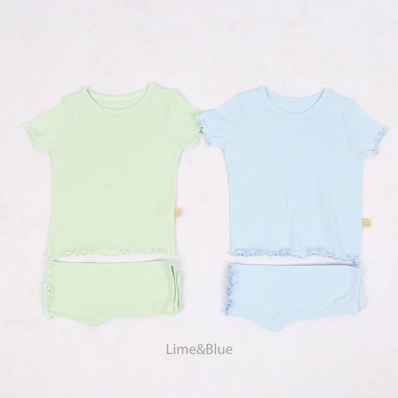 Lime & Blue - Korean Children Fashion - #kidsshorts - Tone Up Dia Top Bottom Set - 5