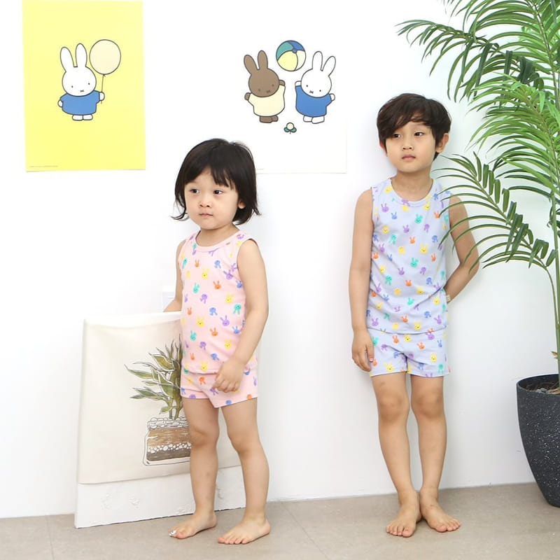 Lime & Blue - Korean Children Fashion - #kidsstore - Color To To Sleeveless Top Bottom Set - 3