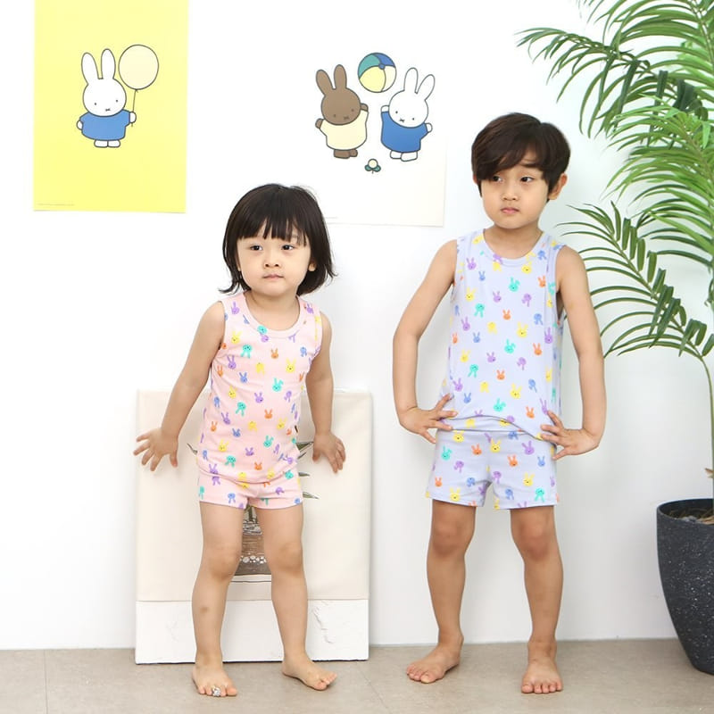 Lime & Blue - Korean Children Fashion - #kidsstore - Color To To Sleeveless Top Bottom Set - 4