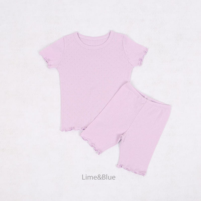 Lime & Blue - Korean Children Fashion - #littlefashionista - Tone Up Dia Top Bottom Set - 9