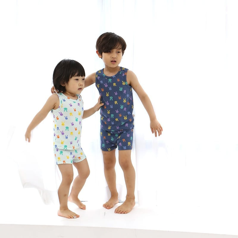 Lime & Blue - Korean Children Fashion - #littlefashionista - Color To To Sleeveless Top Bottom Set - 6