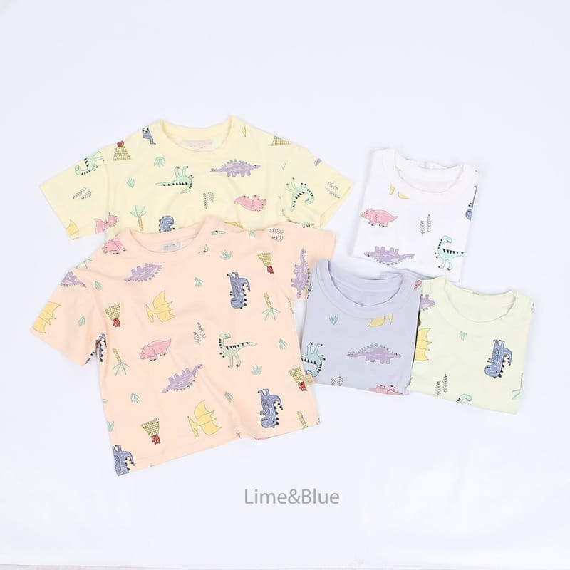 Lime & Blue - Korean Children Fashion - #littlefashionista - New Dino Top Bottom Set - 5