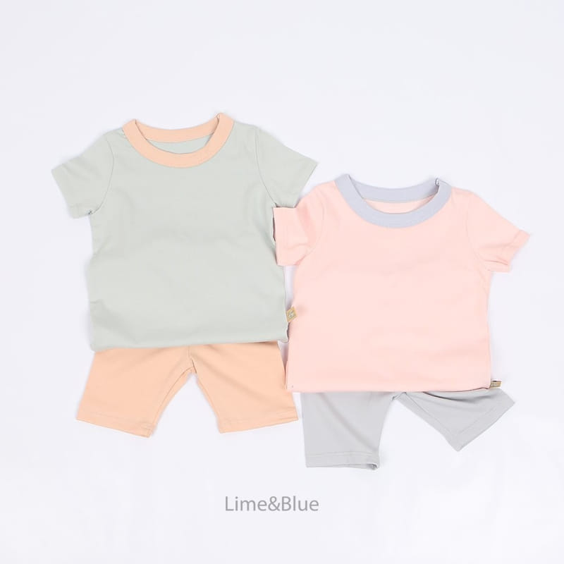 Lime & Blue - Korean Children Fashion - #magicofchildhood - Summer Half Top Bottom Set - 5