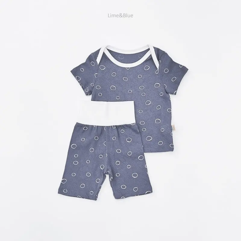 Lime & Blue - Korean Children Fashion - #minifashionista - Stone C Mesh Baby Top Bottom Set - 2