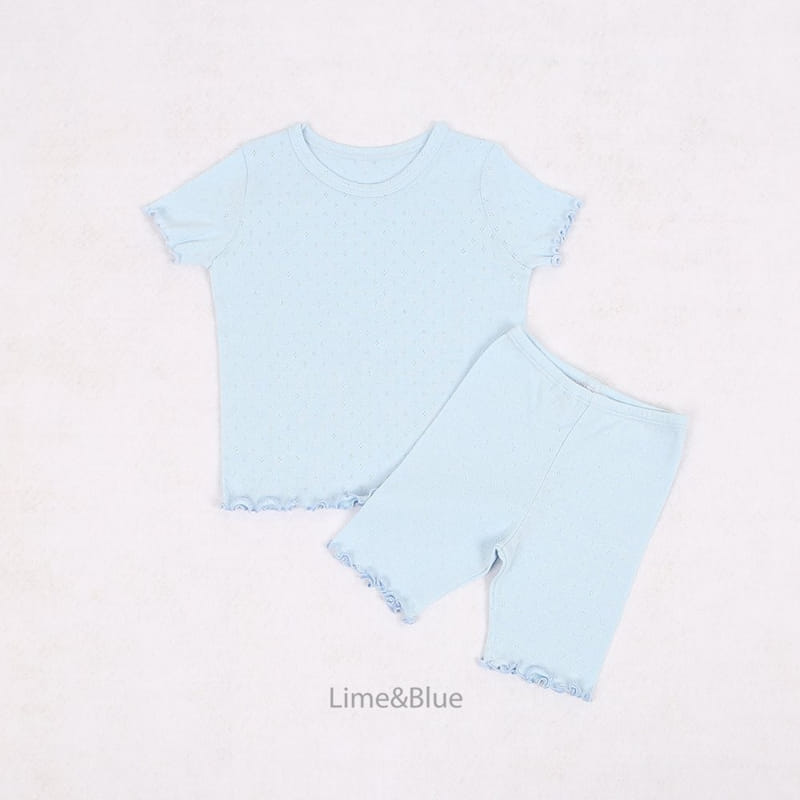 Lime & Blue - Korean Children Fashion - #minifashionista - Tone Up Dia Top Bottom Set - 11