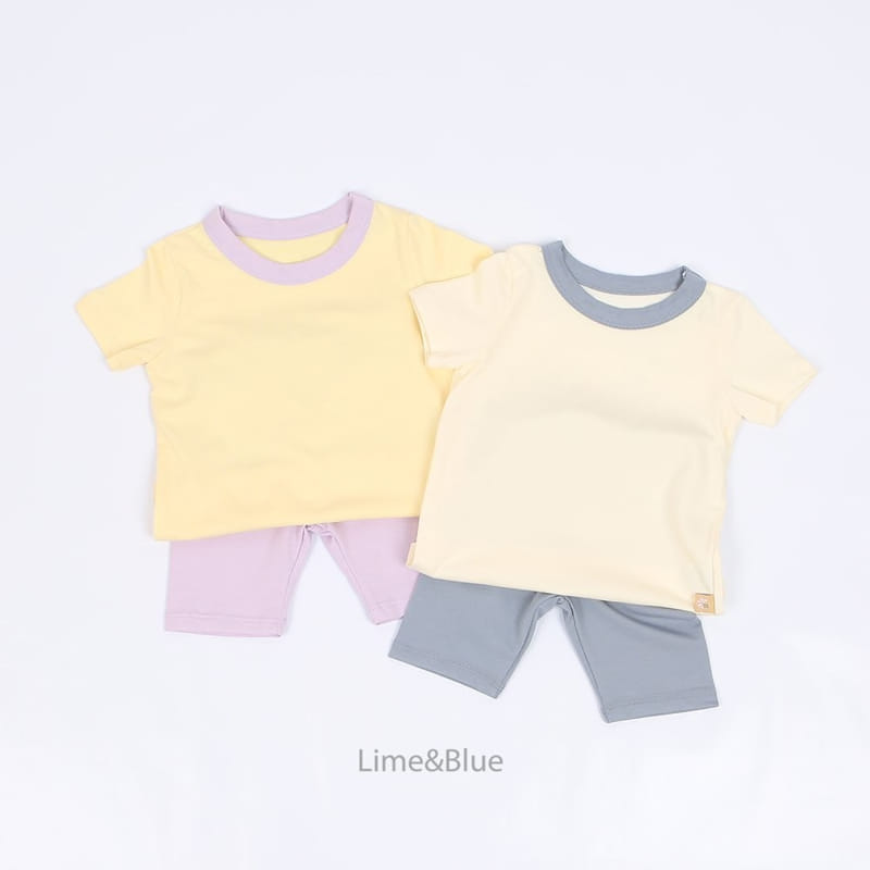 Lime & Blue - Korean Children Fashion - #minifashionista - Summer Half Top Bottom Set - 6