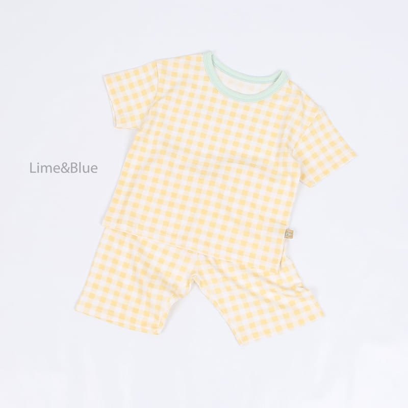 Lime & Blue - Korean Children Fashion - #minifashionista - Adult Summer Check Check Top Bottom Set - 5