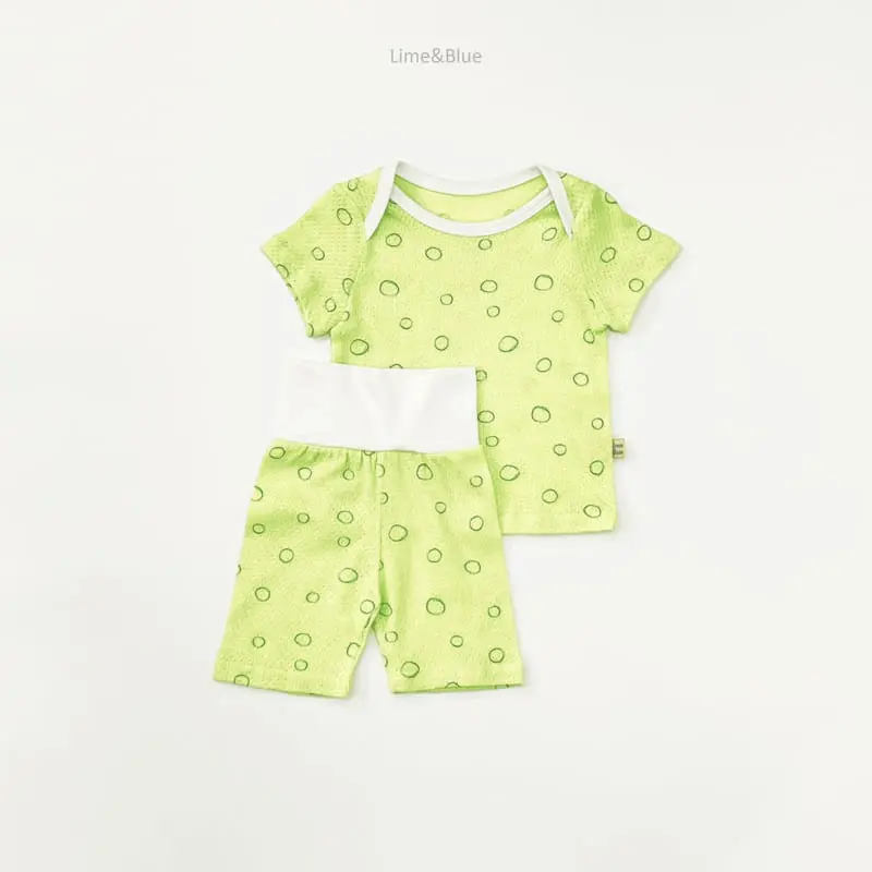 Lime & Blue - Korean Children Fashion - #prettylittlegirls - Stone C Mesh Baby Top Bottom Set - 3