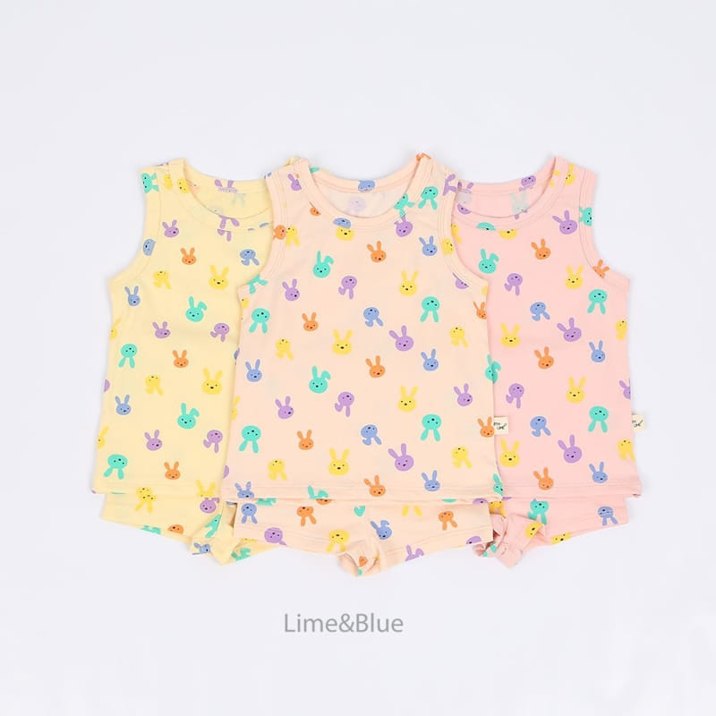 Lime & Blue - Korean Children Fashion - #prettylittlegirls - Color To To Sleeveless Top Bottom Set - 9