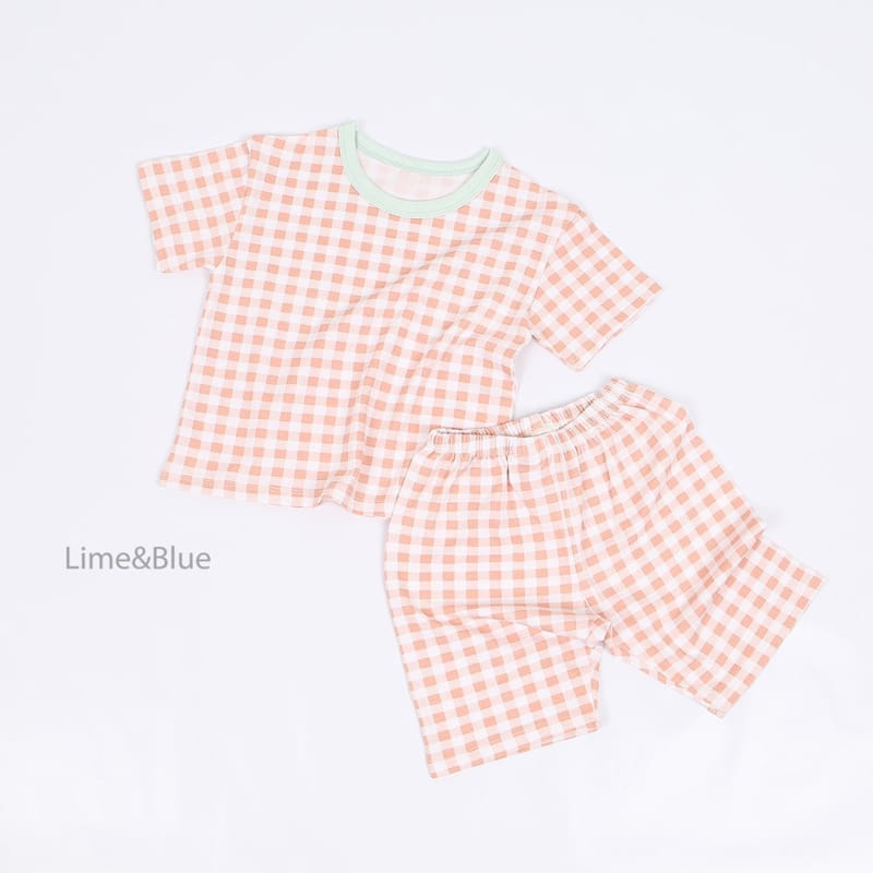 Lime & Blue - Korean Children Fashion - #prettylittlegirls - Adult Summer Check Check Top Bottom Set - 6