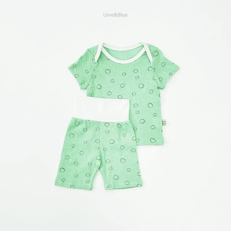 Lime & Blue - Korean Children Fashion - #stylishchildhood - Stone C Mesh Baby Top Bottom Set - 6