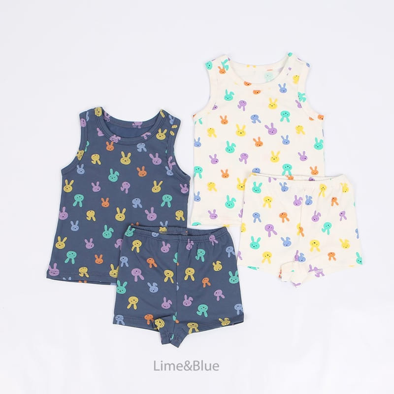 Lime & Blue - Korean Children Fashion - #toddlerclothing - Color To To Sleeveless Top Bottom Set - 11