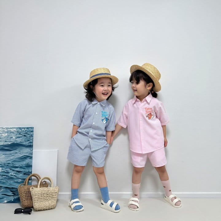 Little Rabbit - Korean Children Fashion - #childrensboutique - Oxford Top Bottom Set - 2