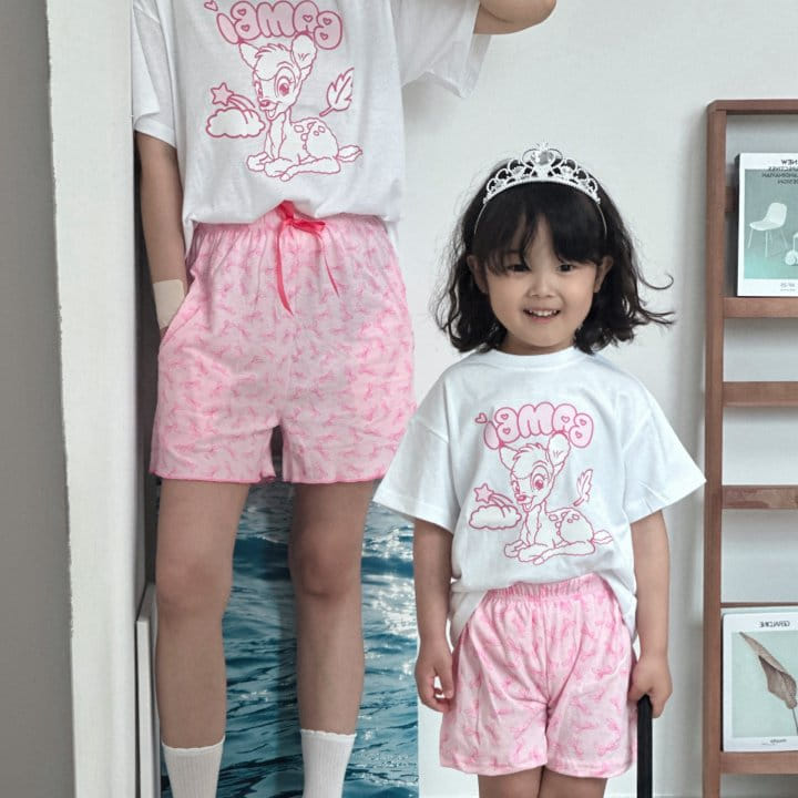 Little Rabbit - Korean Children Fashion - #designkidswear - B Short Sleeve Pajama Top Bottom Set With Mom - 2