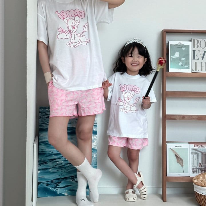 Little Rabbit - Korean Children Fashion - #discoveringself - B Short Sleeve Pajama Top Bottom Set With Mom - 3