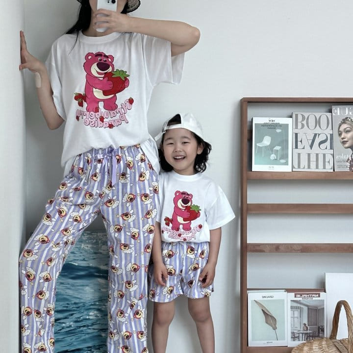 Little Rabbit - Korean Children Fashion - #discoveringself - Strawberry L Pajama Top Bottom Set With Mom - 2