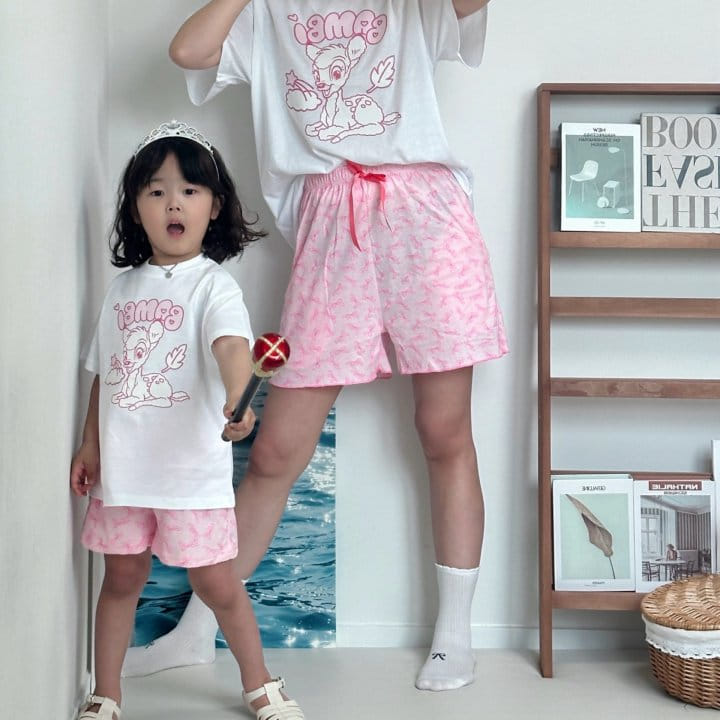 Little Rabbit - Korean Children Fashion - #discoveringself - B Short Sleeve Pajama Top Bottom Set With Mom - 4