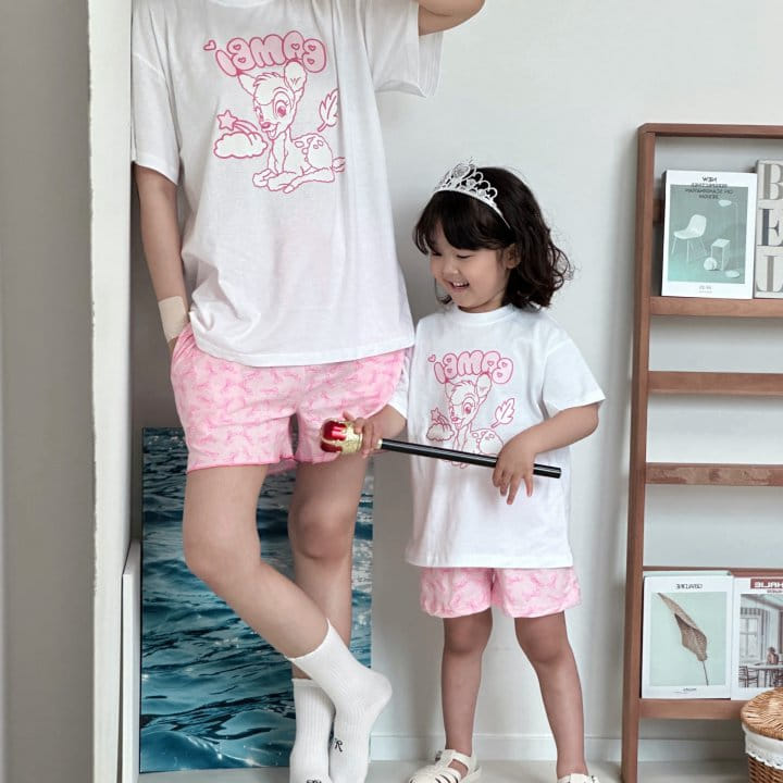 Little Rabbit - Korean Children Fashion - #kidsstore - B Short Sleeve Pajama Top Bottom Set With Mom - 6