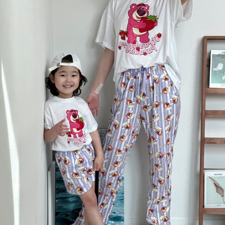 Little Rabbit - Korean Children Fashion - #kidsstore - Strawberry L Pajama Top Bottom Set With Mom - 5