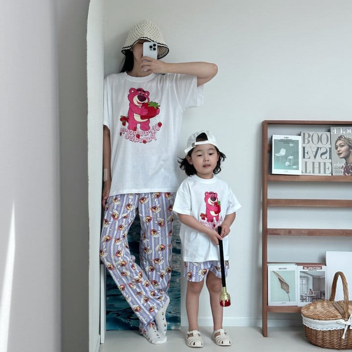 Little Rabbit - Korean Children Fashion - #littlefashionista - Strawberry L Pajama Top Bottom Set With Mom - 8