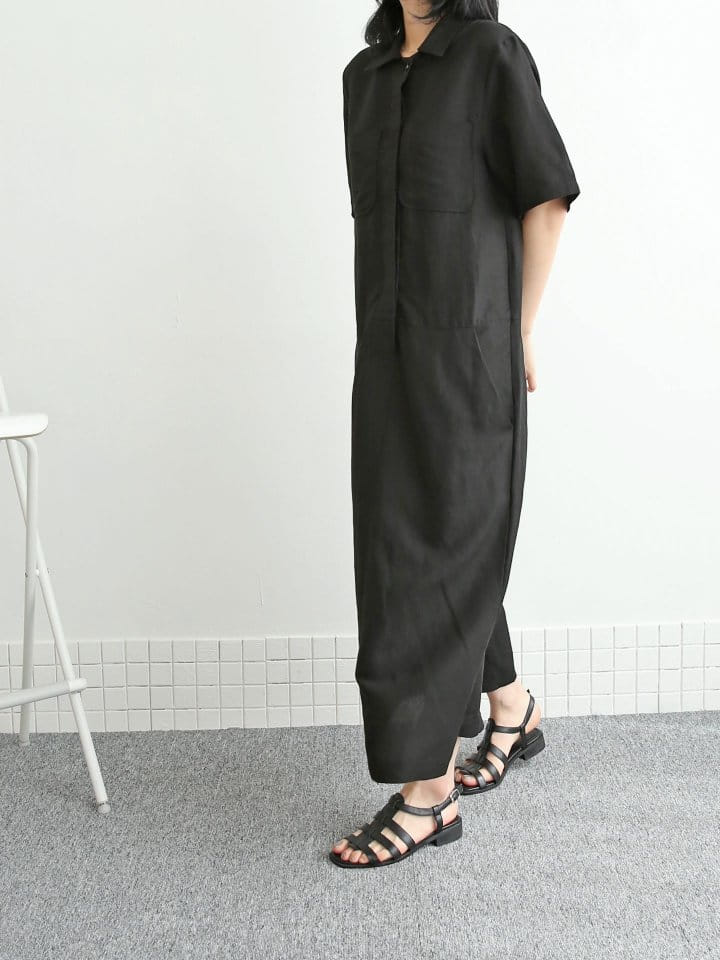 Lowell - Korean Women Fashion - #vintageinspired - Mono Pocket One-Piece - 6