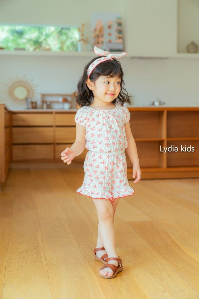 Lydia - Korean Children Fashion - #stylishchildhood - Ribbon Top Bottom Set