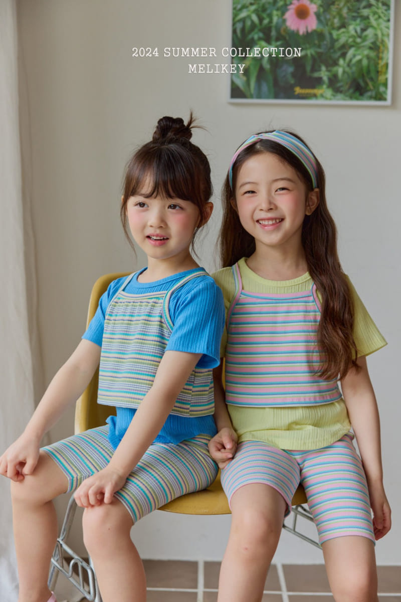 Melikey - Korean Children Fashion - #Kfashion4kids - Multi Sleevelss Top Bottom Set - 3