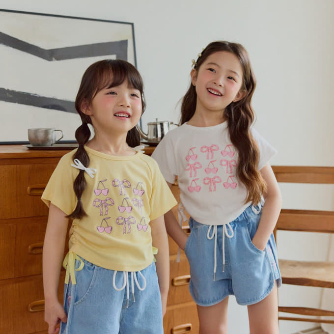 Melikey - Korean Children Fashion - #childofig - Cherry Ribbon Tee