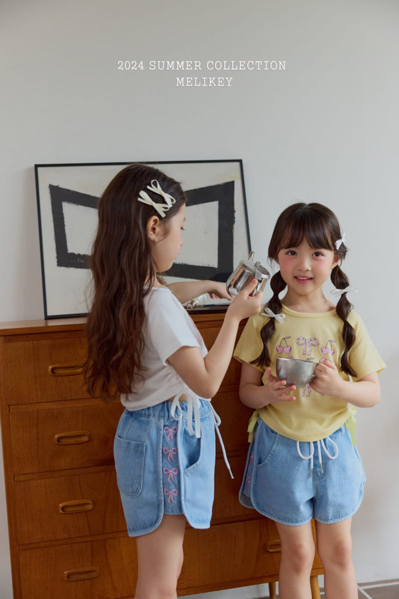 Melikey - Korean Children Fashion - #childofig - Ribbon Denim Shorts - 5