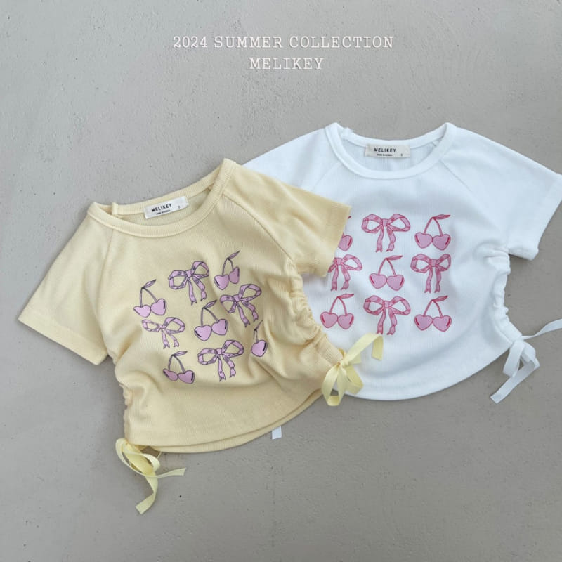 Melikey - Korean Children Fashion - #childrensboutique - Cherry Ribbon Tee - 2