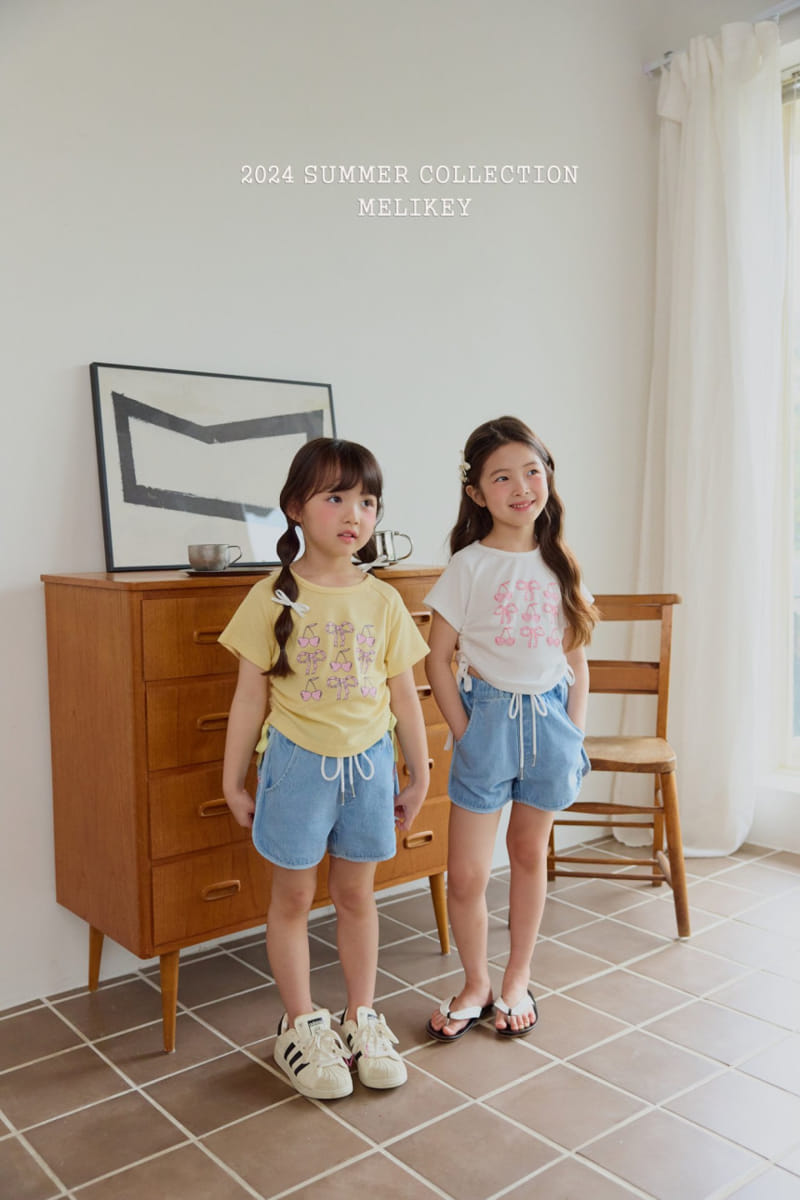 Melikey - Korean Children Fashion - #childrensboutique - Ribbon Denim Shorts - 6